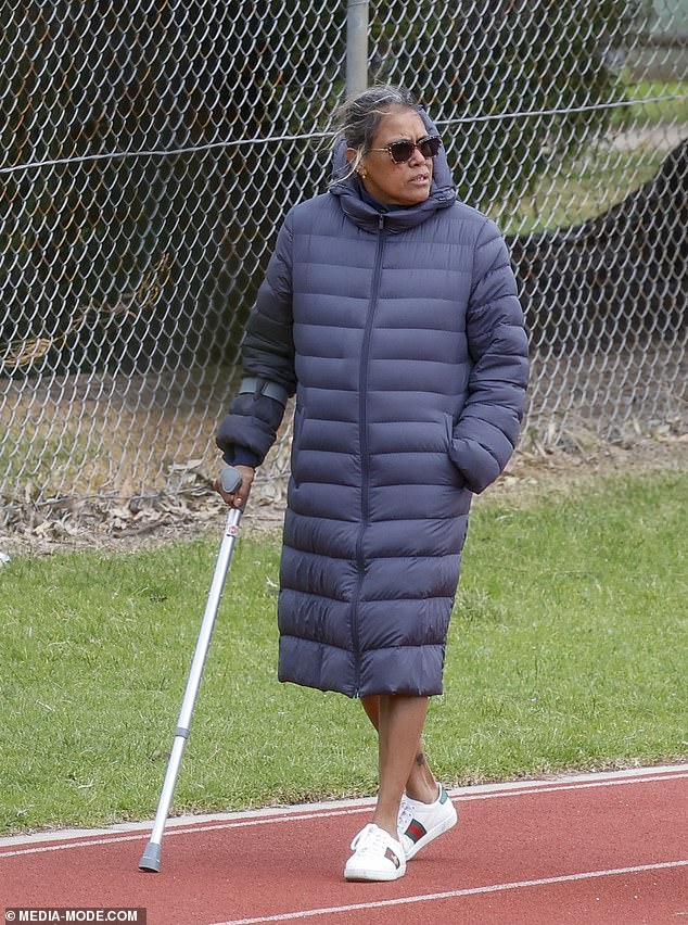 The Olympic superstar used a cane to walk again after previously being able to move freely without one