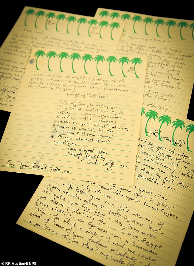 The letter recalls memories of childhood holidays, his thoughts about his young son Sean and his fears about a possible visit to Liverpool to visit his dying aunt.