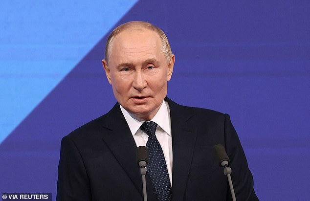 Russian President Vladimir Putin addresses the audience before the gala concert to mark Moscow's 877th anniversary on September 7