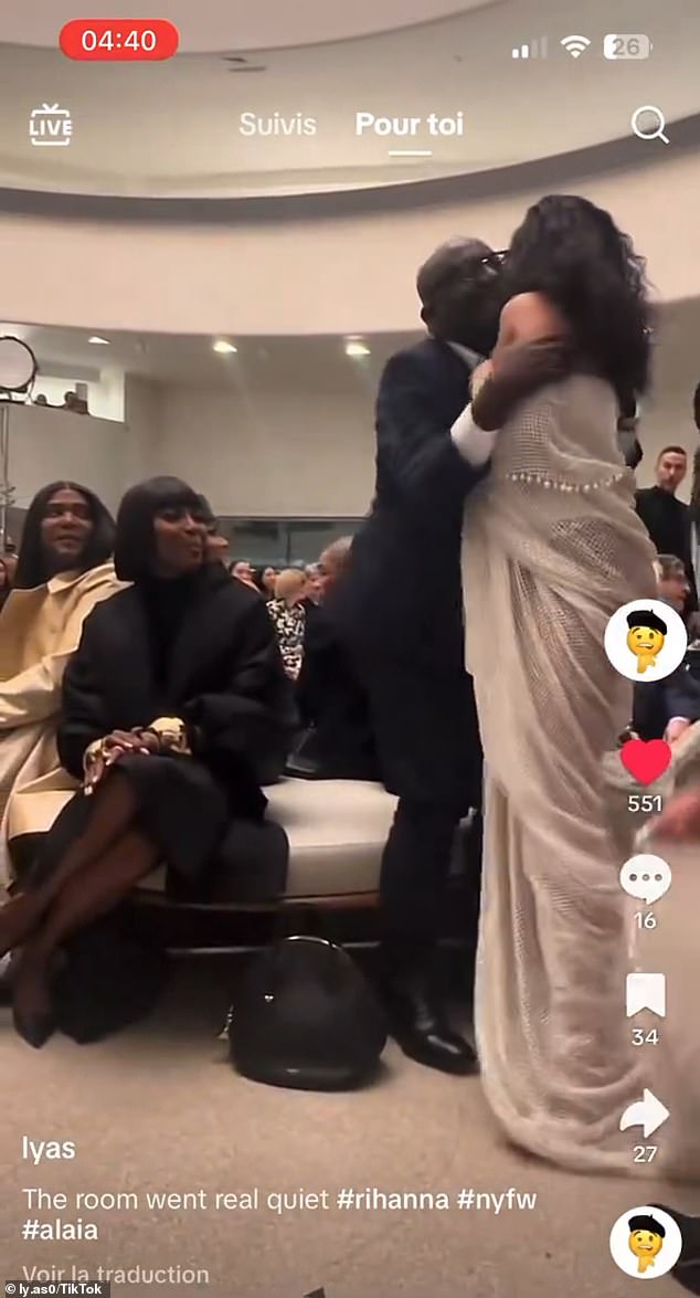 As the Umbrella hitmaker found her seat in the front row, she enthusiastically greeted British Vogue editor-in-chief Edward Enninful - who was seated next to a Campbell. As Campbell smiled at Rihanna, the singer walked past her without a second glance