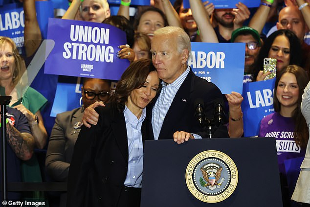 Vice President Kamala Harris campaigns with President Biden on Labor Day. Her website's policy page is live 50 days after Biden left the presidential race