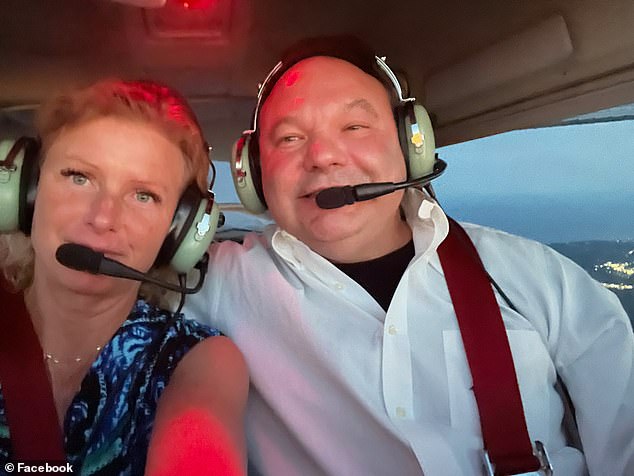 Paul Pelletier (right) is pictured flying in a plane with his wife, whom he allows to survive