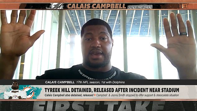 Campbell told ESPN he approached the officer with his hands raised to calm things down