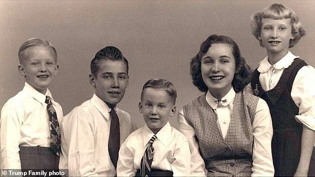 Pictured: Donald Trump, left, with his brother Fred Jr., brother Robert, sister Maryanne and sister Elizabeth.