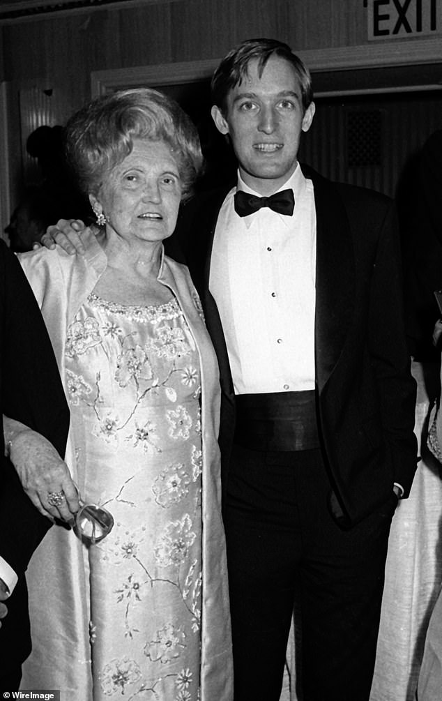 Mary writes: 'His family's ridicule' caused Freddy (right) to start drinking (Pictured: Fred Trump Jr. and Mary Anne Trump (left) at the 38th Annual Horatio Alger Awards Dinner on May 10, 1985 at the Waldorf Hotel in New York City)