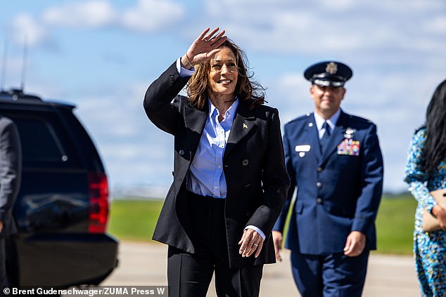 Vice President Kamala Harris leaves Air Force Two in Pittsburgh, Pennsylvania