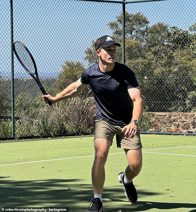 The Wildlife Warrior shared a series of steamy images on Instagram showing him swinging a racket on the court