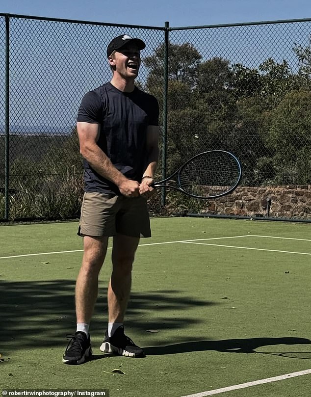 Robert had a big smile on his face as he enjoyed a day of tennis in the sun