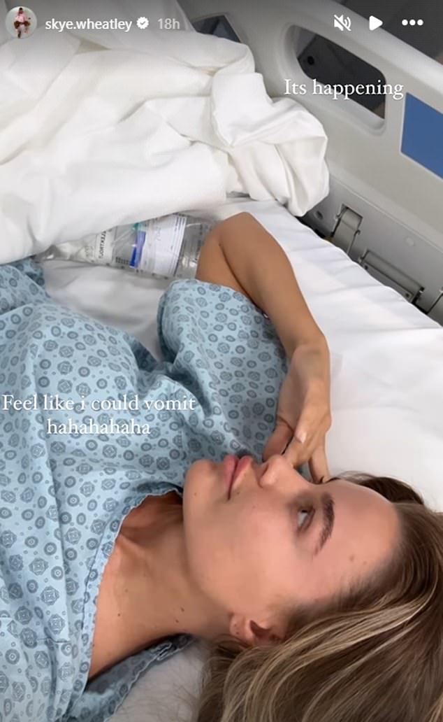 The 30-year-old influencer shared a video on Instagram on Monday as she lay in a hospital bed, just before her 