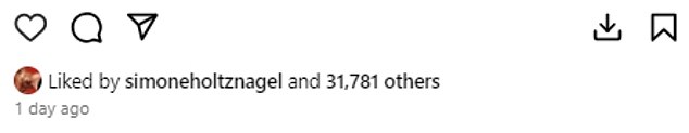 In a telling move on Monday, Simone liked an Instagram post in which she cheekily hinted at feeling sick about the father of her child