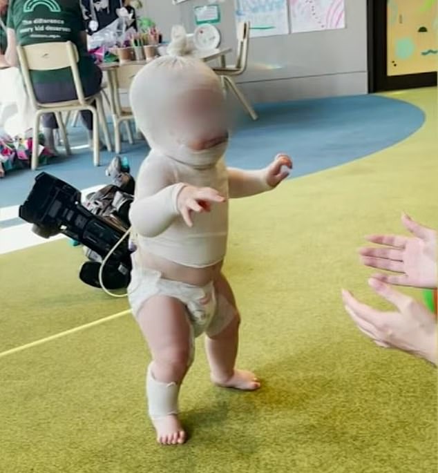 Nine-month-old baby Luka (pictured) was enjoying a picnic with his mother and friends at Hanlon Park, in Brisbane's south, when the stranger attacked him