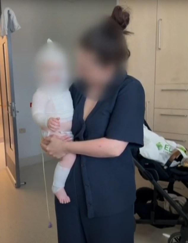 Detective Constable Paul Dalton confirmed the worst fears of many people, including Luka's family, on Monday afternoon by admitting that the suspected attacker had fled Australia (pictured: Luka with his mother in hospital)