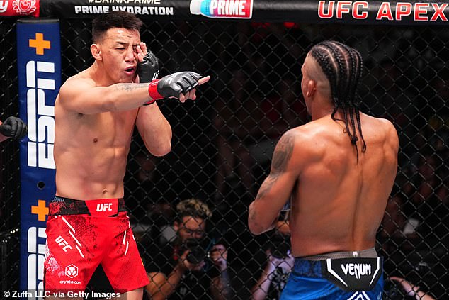 The 24-year-old responded to the blow by pointing at his opponent and accusing him of poking him in the eye