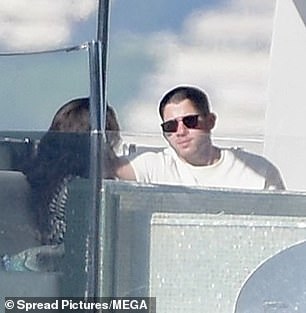 At one point, Jonas was spotted wearing an all-black pair of wayfarers to protect his eyes from the sun