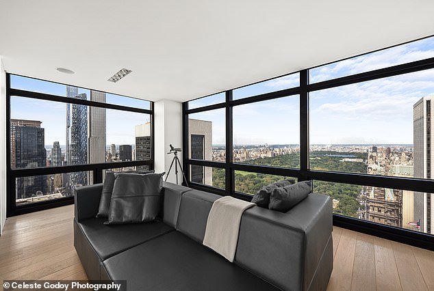 The apartment, which offers stunning views on three sides of the building, costs $8.99 million