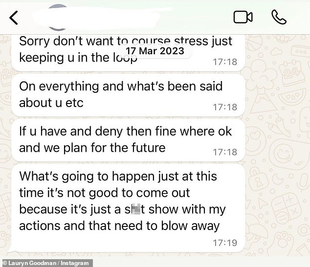 Last week, she shared screenshots of WhatsApp messages she claims are from Kyle, suggesting he wanted to keep their daughter's paternity a secret