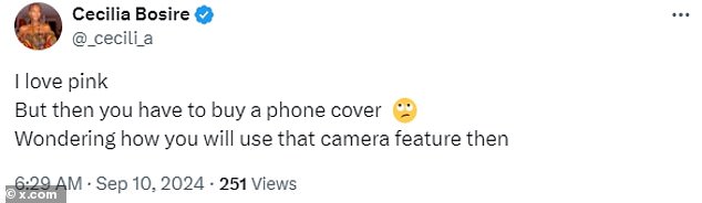 Another X user said: 'But then you have to buy a phone case. 'I wonder how you're going to use that camera function then.'