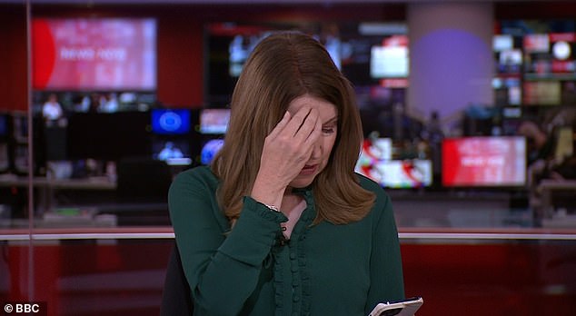 The blunder lasted more than a minute before the presenter realised she was already live on TV