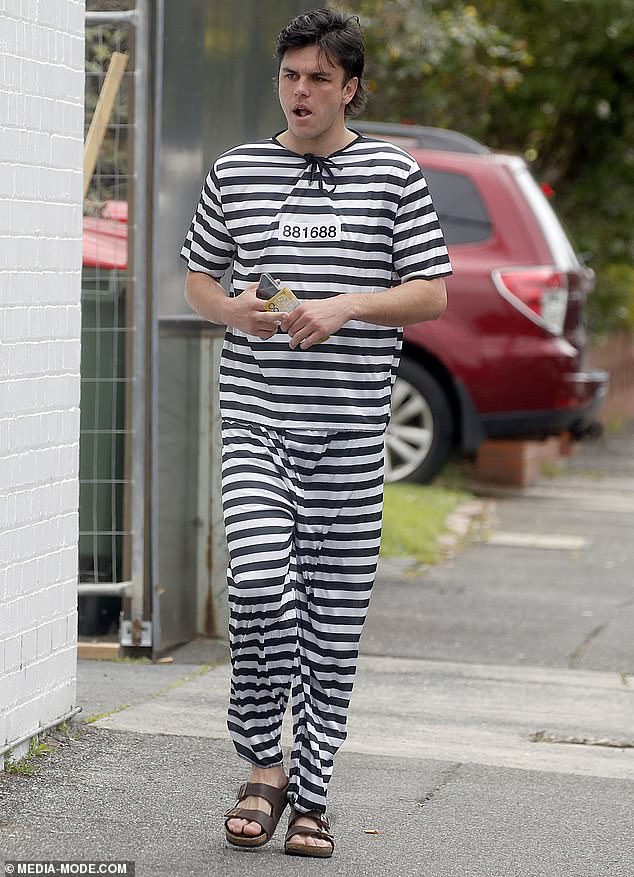 Elijah Hollands - no stranger to off-field drama - followed the prison theme on Mad Monday