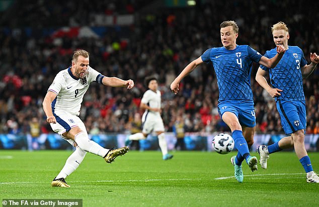 Kane scored with a powerful shot from just inside the penalty area to give England a deserved lead