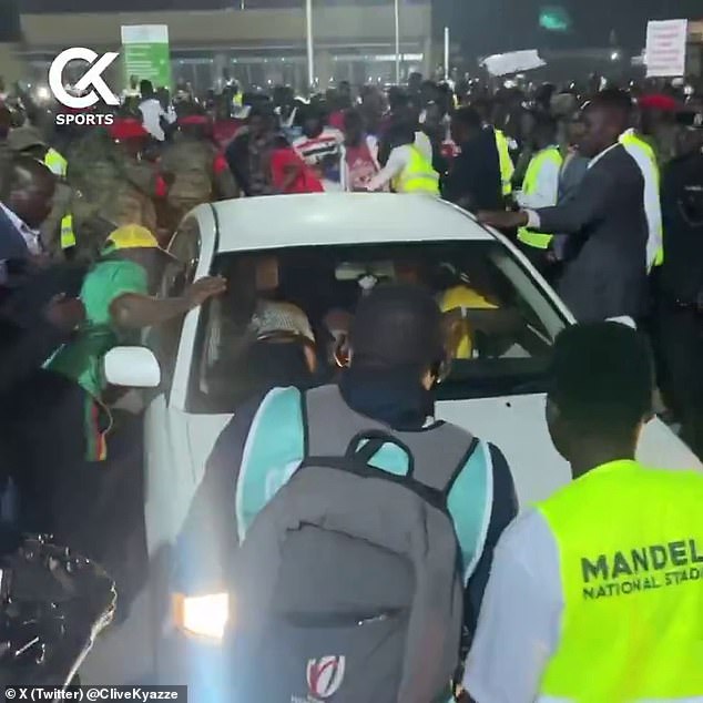 Hundreds of fans tried to get near the Premier League star after the international match