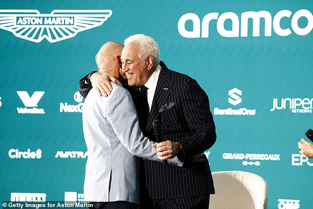 Newey's Aston Martin takeover was officially announced alongside owner Lawrence Stroll (right)