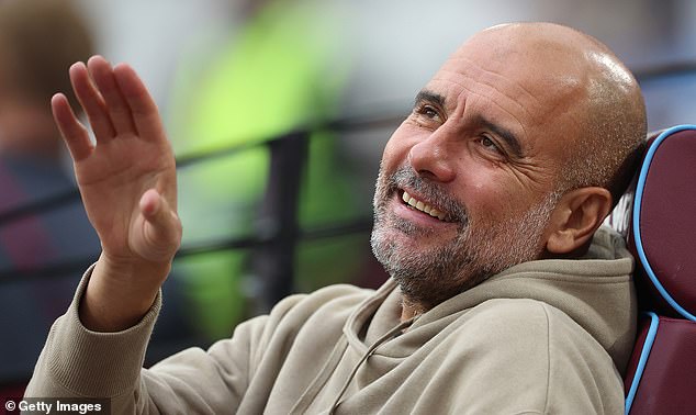 Newey's lucrative Aston Martin deal earns him the same amount as Man City manager Pep Guardiola (pictured)