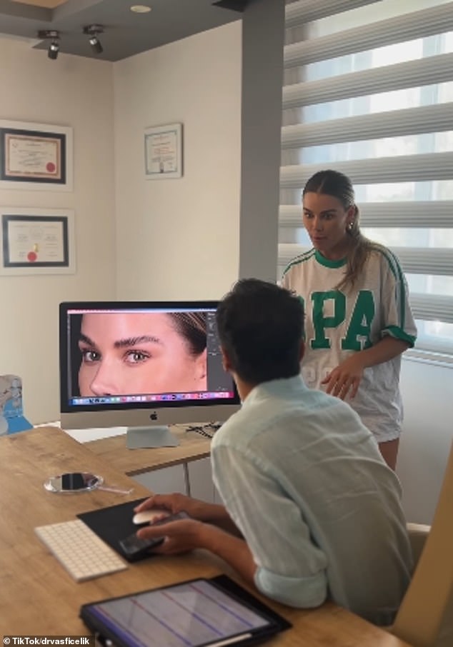 During a consultation with her surgeon Dr. Vasfi Çelik, shared in an Instagram video (pictured) on Saturday, Skye requested additional work, which has caused concern among fans