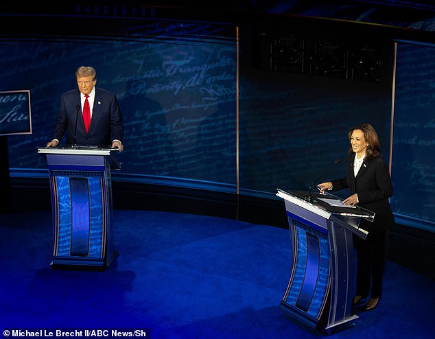 Former President Donald Trump (left) pushed back when Vice President Kamala Harris (right) said his supporters were leaving his rallies early — and claimed Harris was paying people to attend her rallies