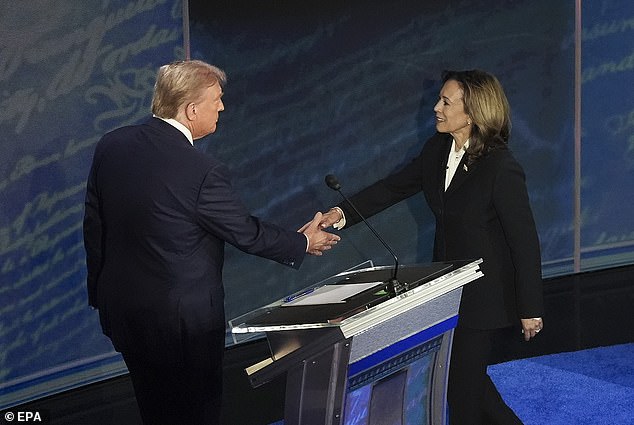 It was the first handshake during a presidential debate since 2016