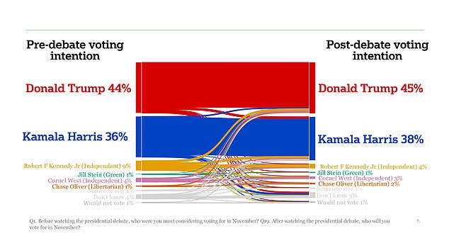 The debate made only a small difference in voting intention