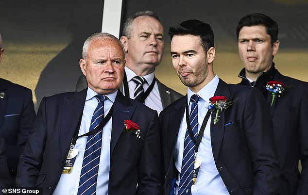 Rangers chairman John Bennett, left, with Bisgrove before his departure