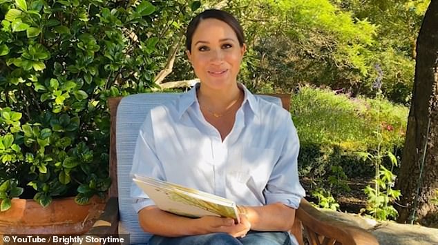 Pictured: Meghan Markle reads her children's book The Bench, which is sold at the new Godmothers bookstore.