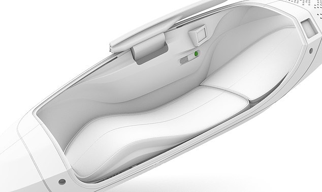 The pod works by replacing air with 100 percent nitrogen, causing the occupant to become unconscious and unable to breathe within minutes. The inside of the double pod will be very similar to the inside of this regular single Sarco