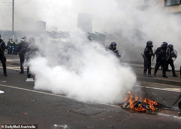 Clarendon Street turned into a war zone on Wednesday as protests broke out