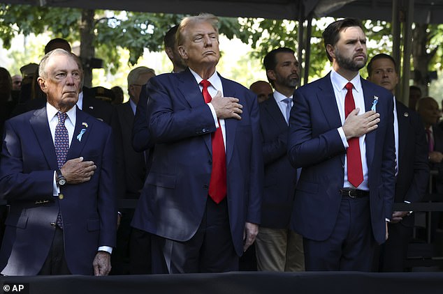 Michael Bloomberg, Donald Trump and JD Vance attend 9/11 memorial