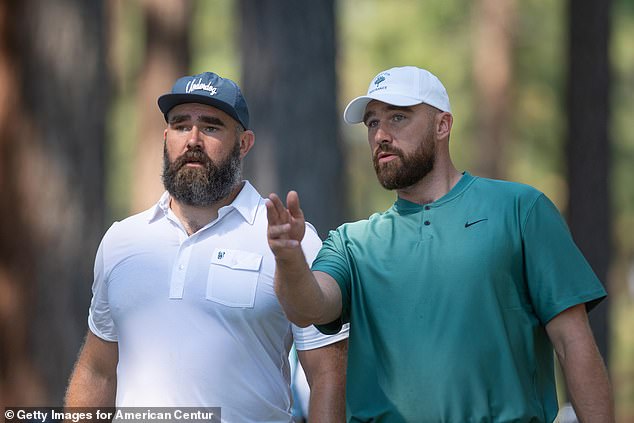 The Kelce brothers showed their support for Swift ahead of tonight's ceremony on Long Island