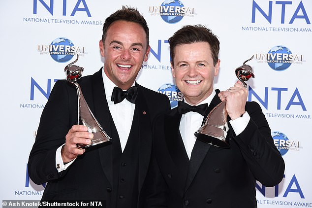 The outing takes place ahead of the NTAs, where Ant and Dec will be hoping to win the Best TV Presenter award for the 23rd time in a row; pictured in 2023