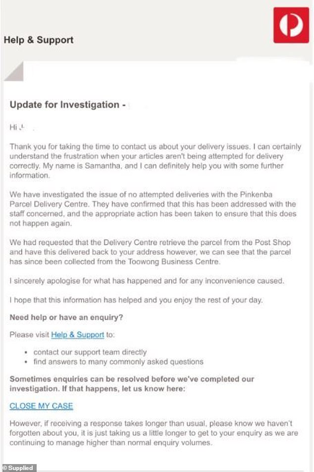 The customer also uploaded an email he received from the case manager assigned to investigate his complaint, indicating that the issue had been investigated (see image)