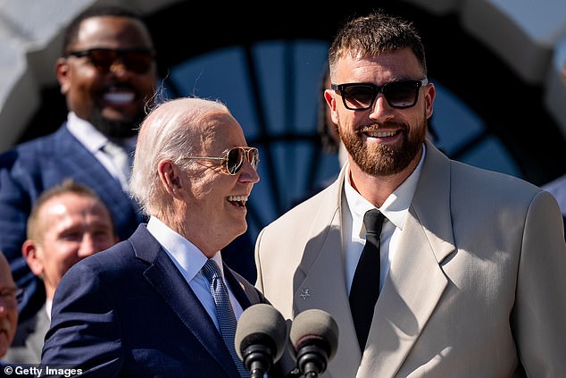 Kelce met Joe Biden during a visit to the White House with his Kansas City teammates in May