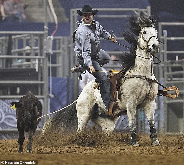 Hofstetter competes in the Tie-Down Roping event at the 2011 Houston Livestock Show