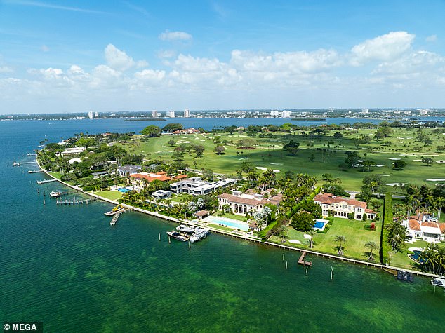 Miami's Indian Creek Island, overlooking Biscayne Bay, is known as the 'Billionaire Bunker' thanks to its mega-rich residents, who are a mix of celebrities and business magnates