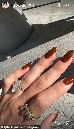 Days later, Hailey shared a photo of her freshly manicured hand while wearing a $2,000 