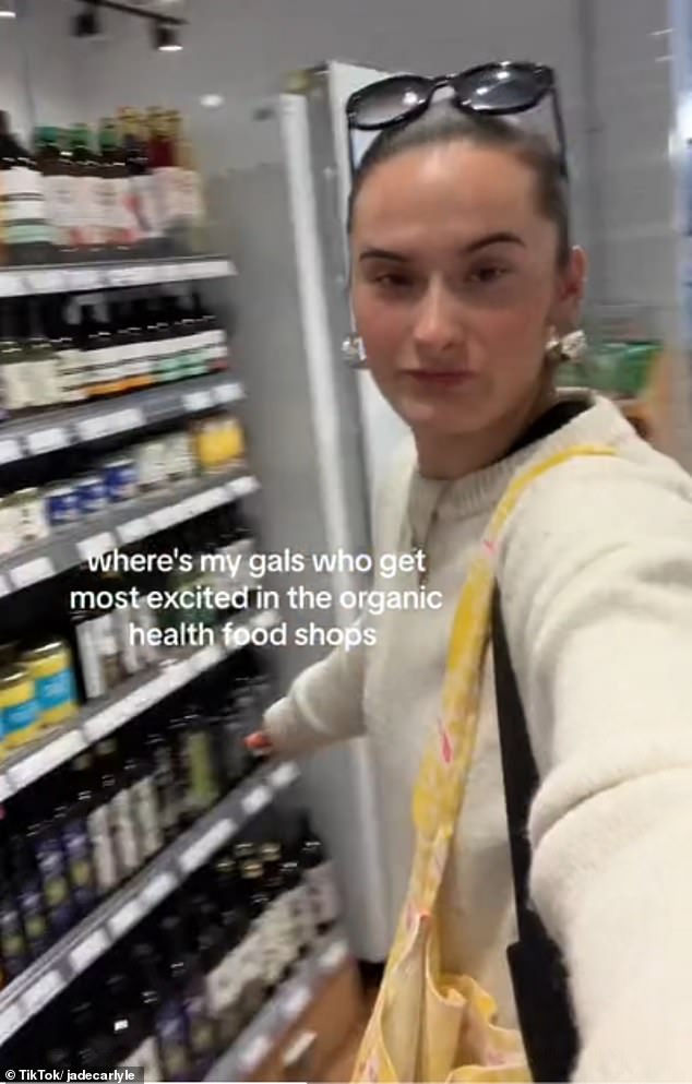 Jade Carlyle (pictured) from London said she gets 'most excited' when browsing the shelves of organic health food stores