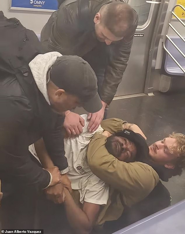 Penny held Neely in a chokehold on the floor of the subway train as others helped on May 1, 2023