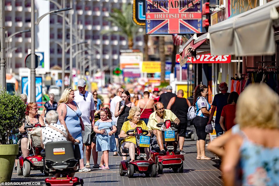 British themed pubs and restaurants cater to the hundreds of thousands of Britons who travel to Benidorm each year