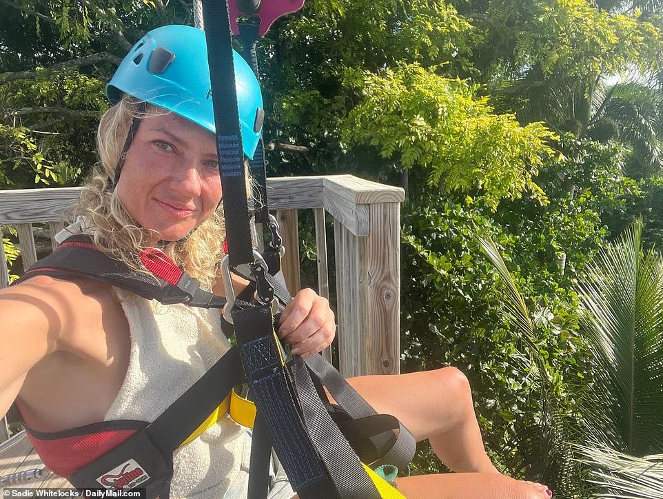 Sadie tried the zipline above the water while having access to the members-only club