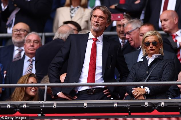 United co-owner Sir Jim Ratcliffe pictured at last season's FA Cup final at Wembley in May