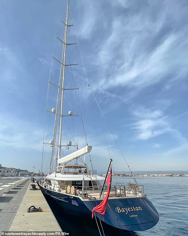 Lynch's yacht, the Bayesian (pictured), currently lies more than 160 feet beneath the waters around Porticello, Sicily