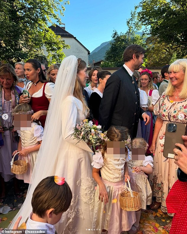 Prince Andrew and Sarah Ferguson's youngest daughter attended the wedding of costume designer Annina Pfuel and Caspar von Veltheim at the Church of St. Peter and Paul and Mittenwald